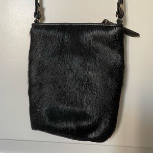 Clever Carriage Company Black Fur Crossbody Bag